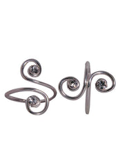 Front Open White Cubic Zirconia Toe Rings in 92.5 Silver - Toe Rings