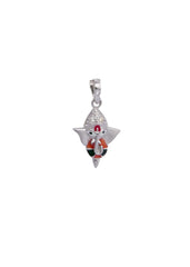 Ganesha 92.5 Sterling Silver and Enamel Unisex Pendant with Cz Stones - Pendants