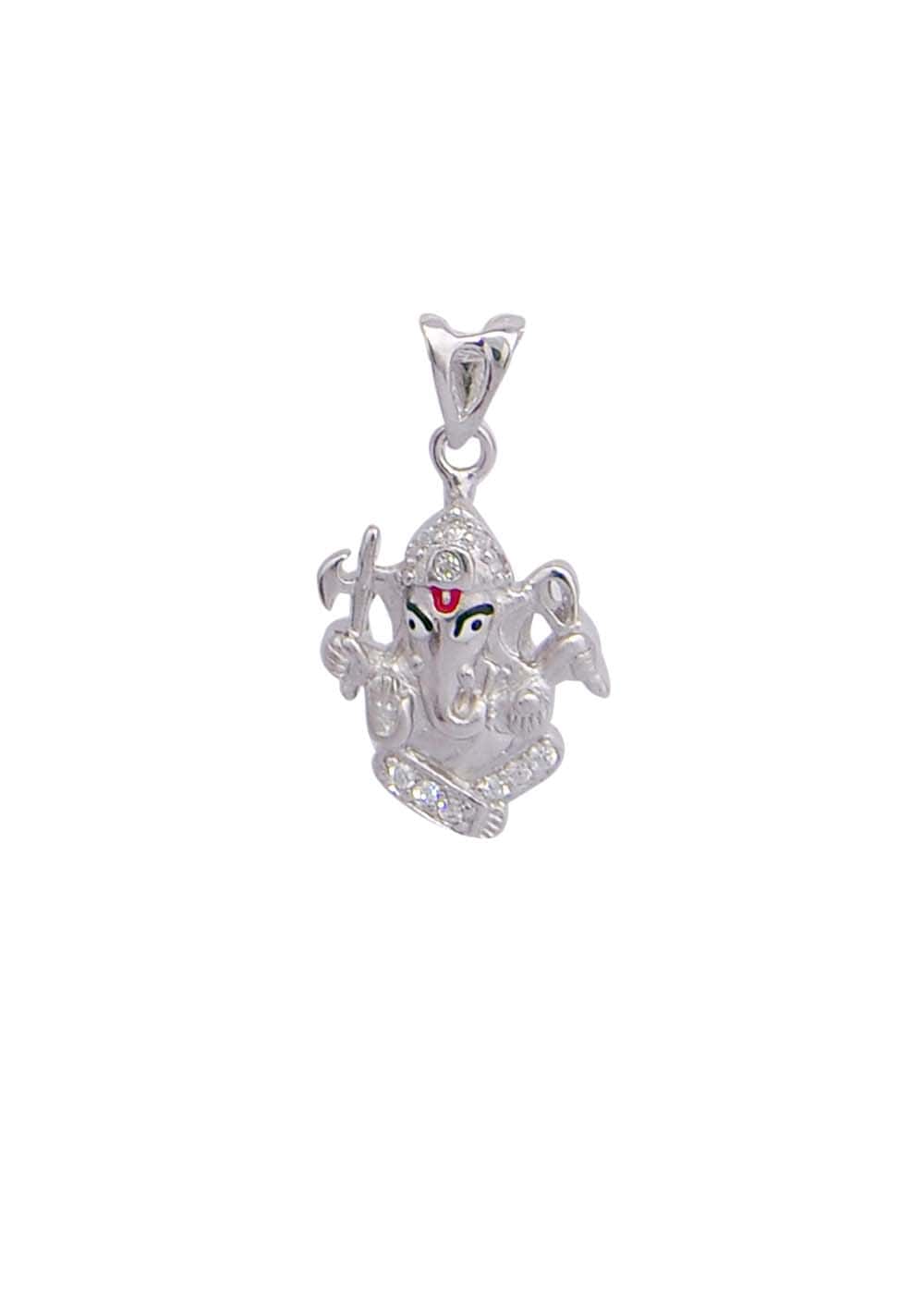 Ganpati 92.5 Sterling Silver Enamel Pendant with Cz - Pendants