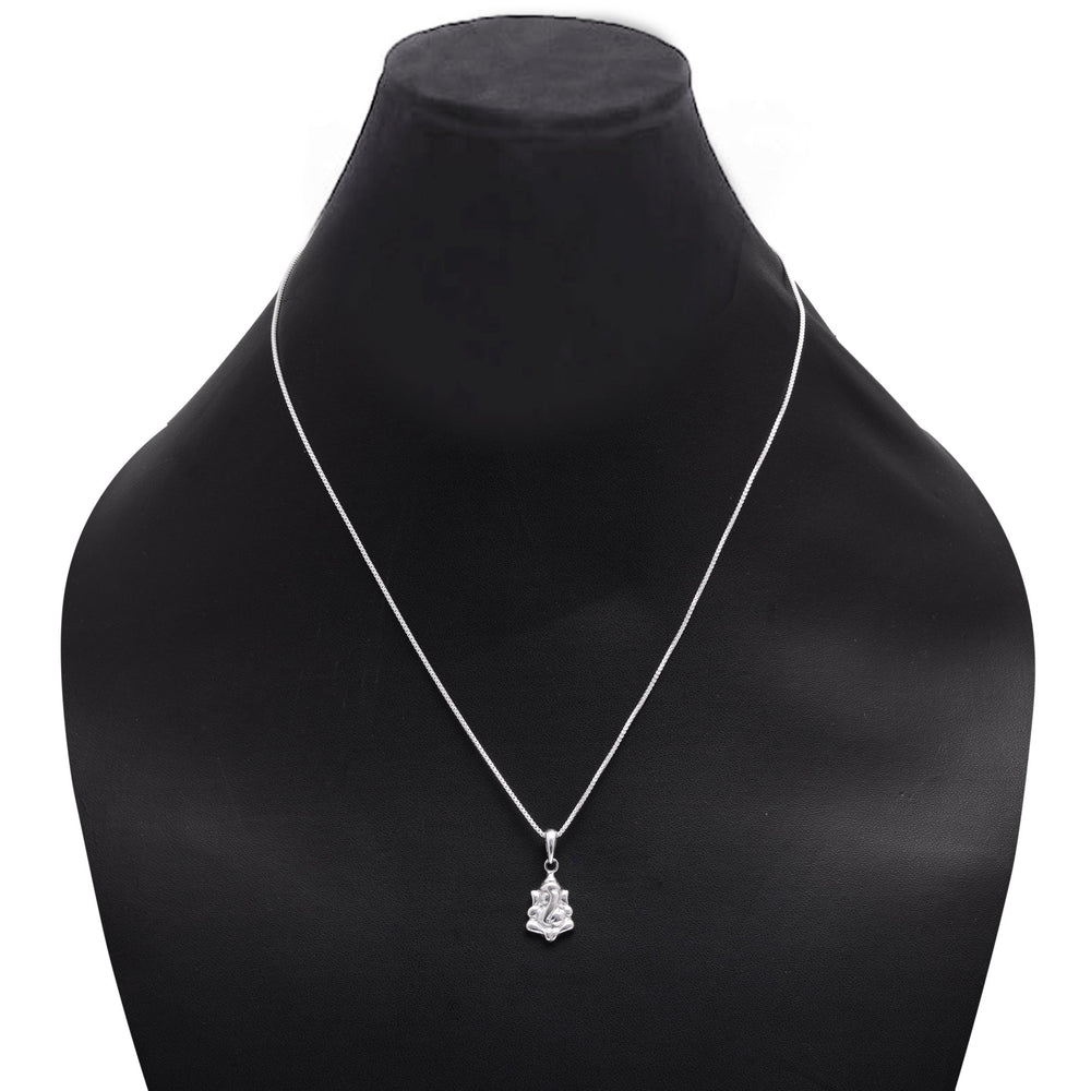 Ganpati 92.5 Sterling Silver Small Pendant with 18 inch Chain - Pendants