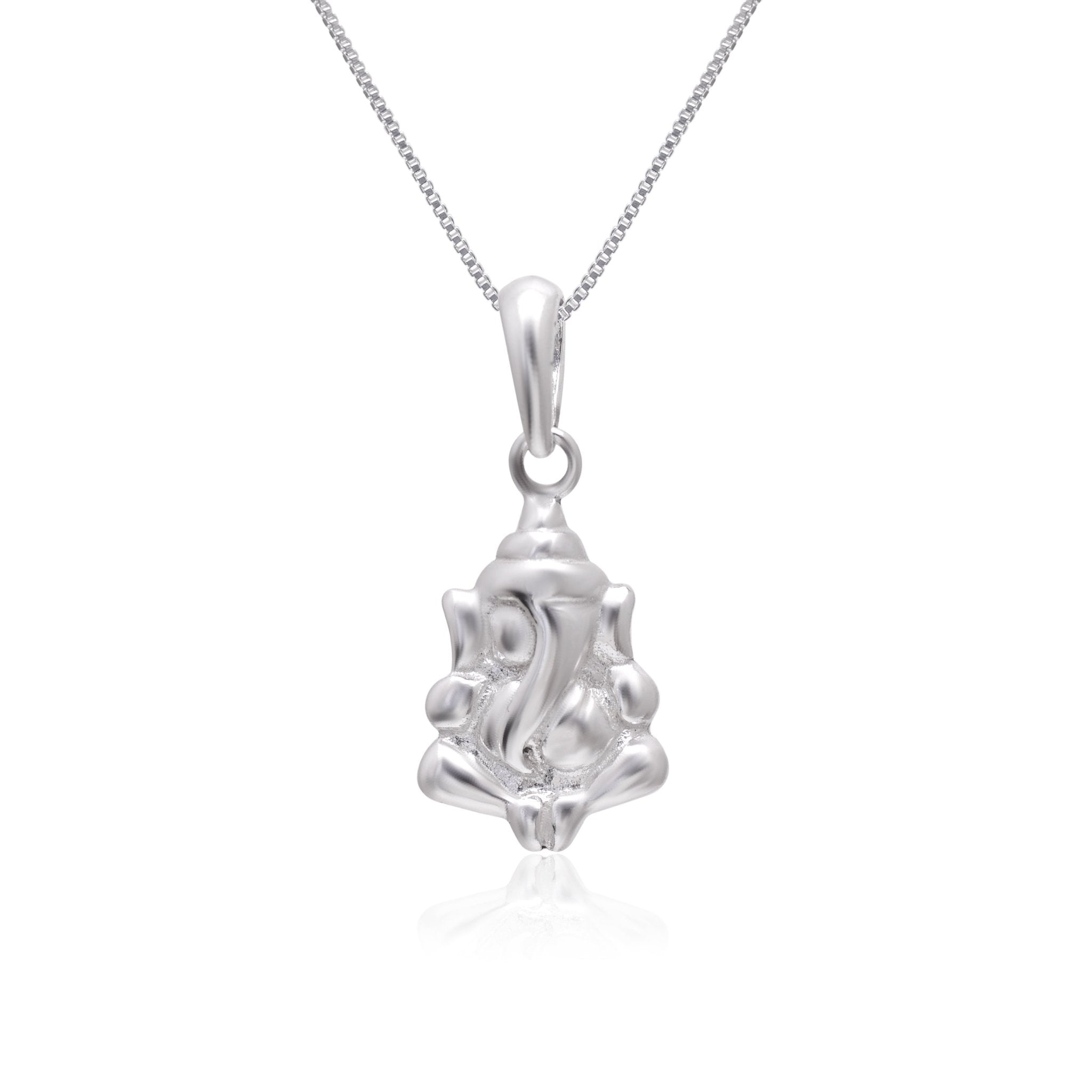 Ganpati 92.5 Sterling Silver Small Pendant with 18 inch Chain - Pendants