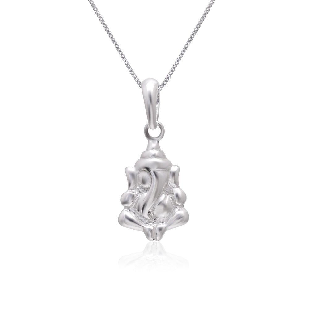 Ganpati 92.5 Sterling Silver Small Pendant with 18 inch Chain - Pendants