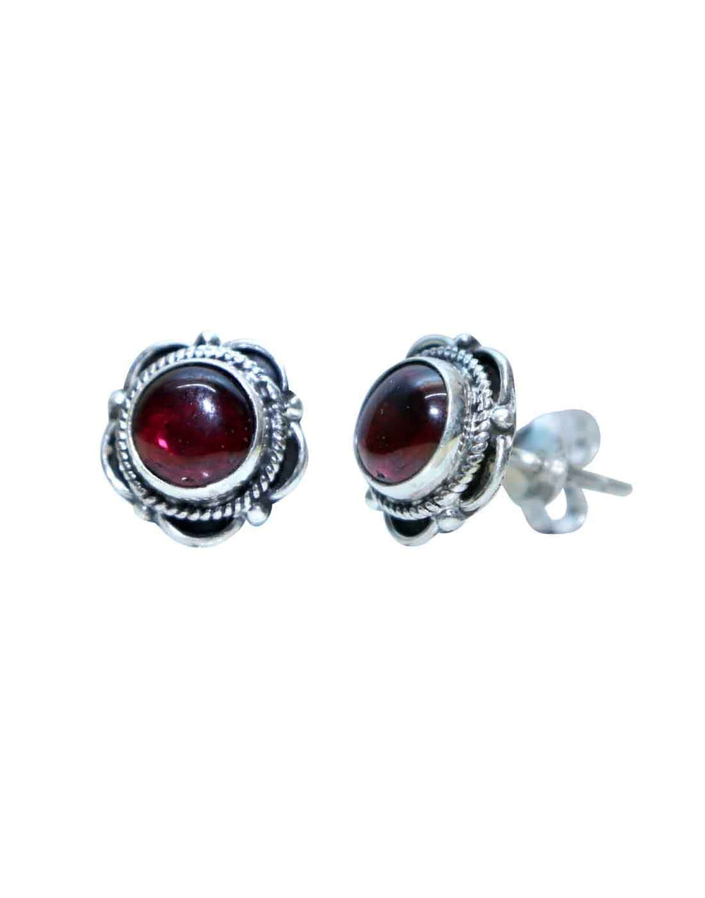 Garnate Stone Studs in 92.5 Sterling Silver - Studs