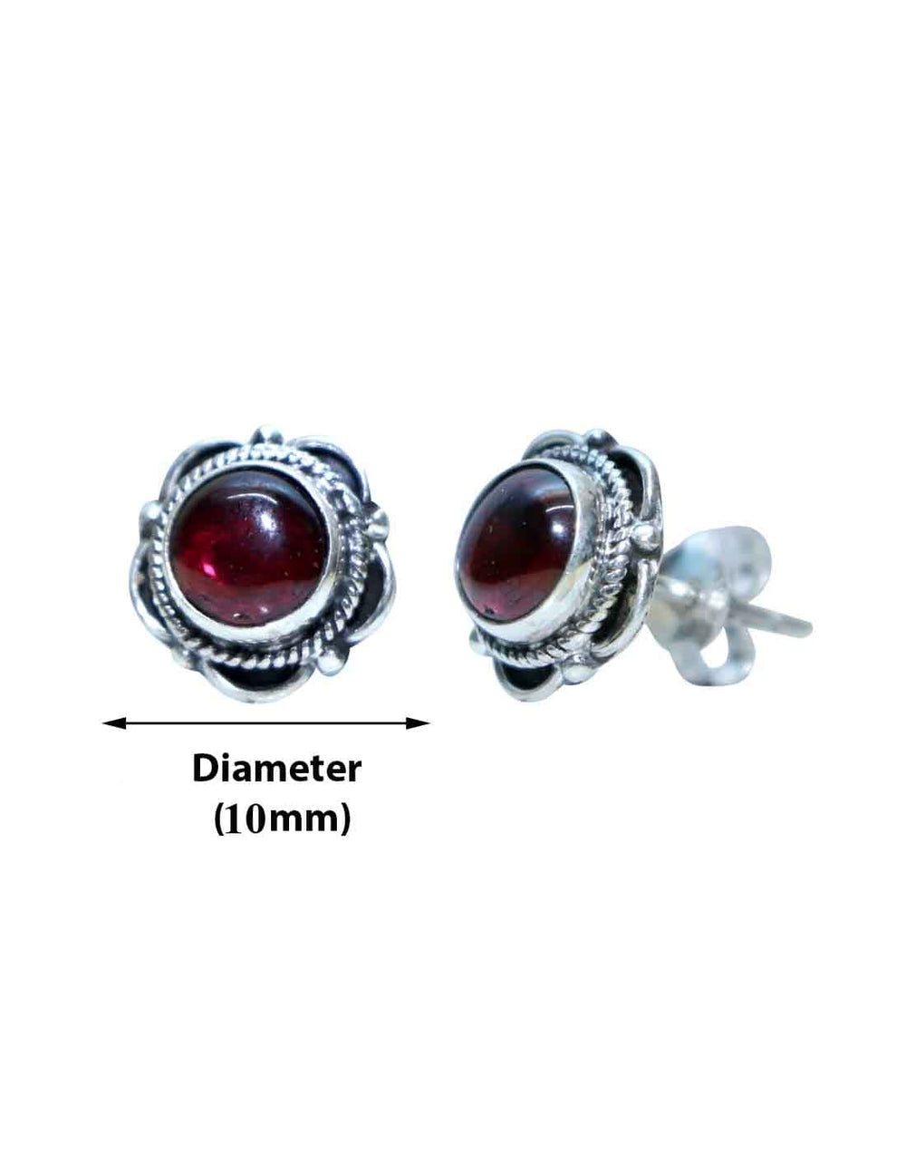 Garnate Stone Studs in 92.5 Sterling Silver - Studs
