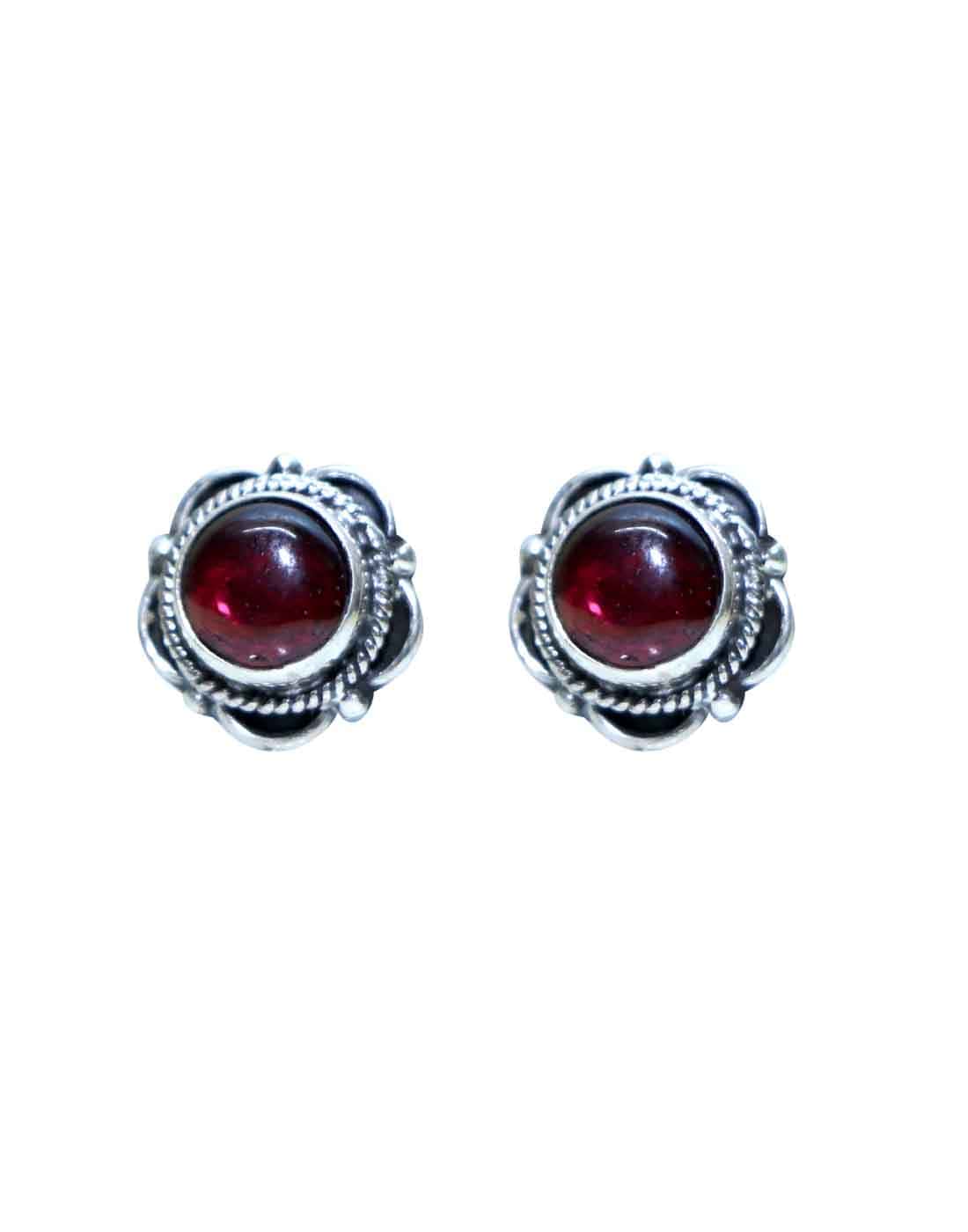Garnate Stone Studs in 92.5 Sterling Silver - Studs