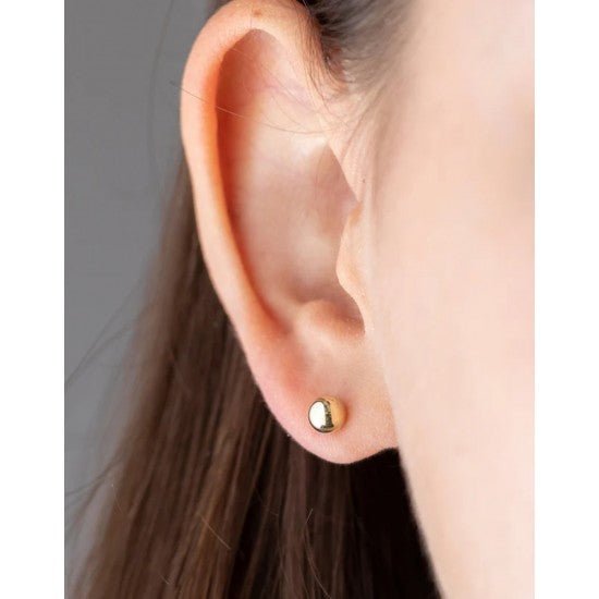 Gold Plated 6 mm Piercing Ball 925 Silver Stud Earrings - Studs