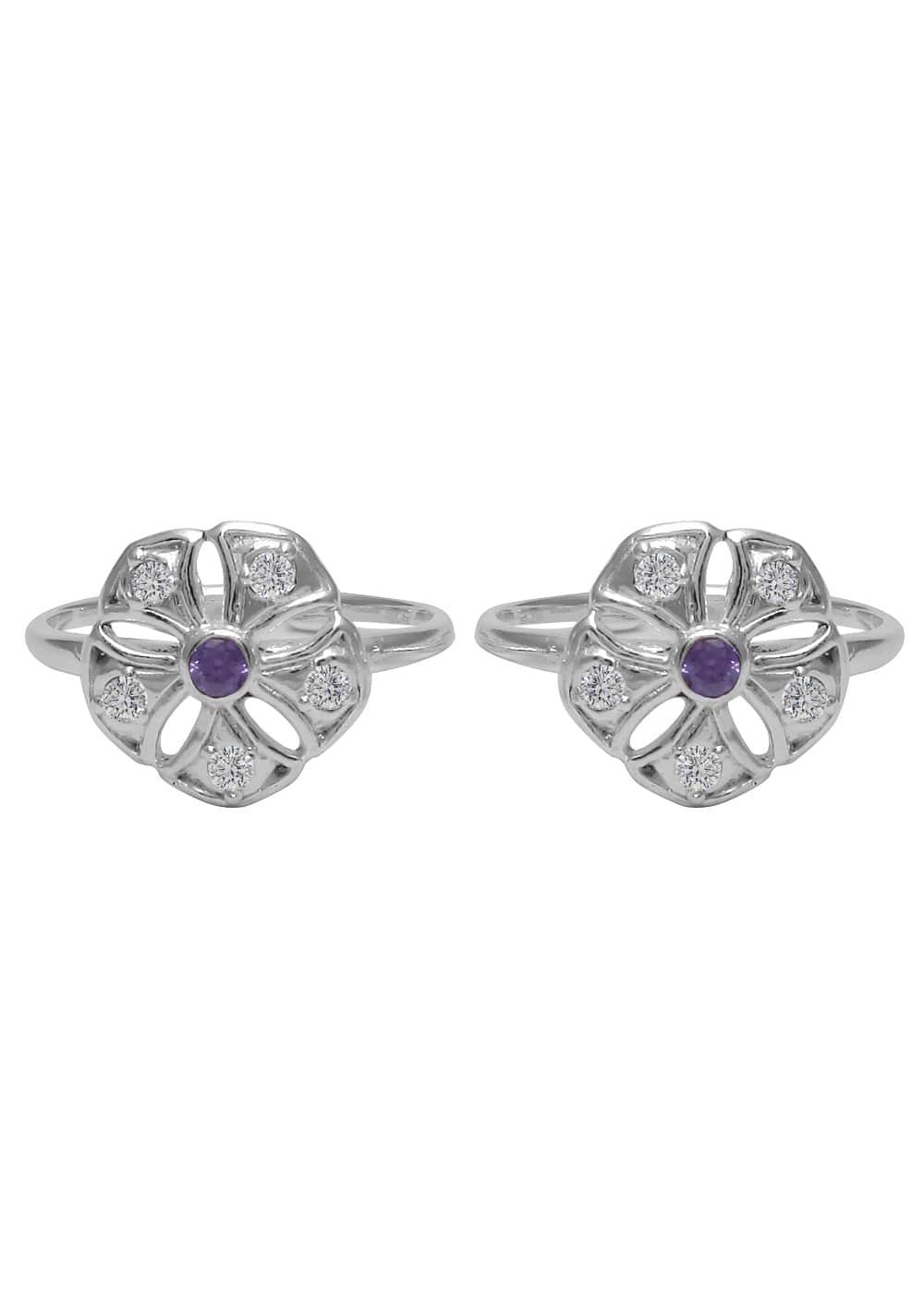 Good Looking pair of Cubic Zirconia Toe Rings in 92.5 Sterling Silver - Toe Rings