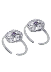 Good Looking pair of Cubic Zirconia Toe Rings in 92.5 Sterling Silver - Toe Rings