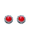 Good Looking Red Coral  Stone Studs in 92.5 Sterling Silver