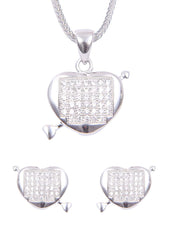 Heart shape 92.5 Sterling Silver CZ Pendant Set with Chain - Pendant Set