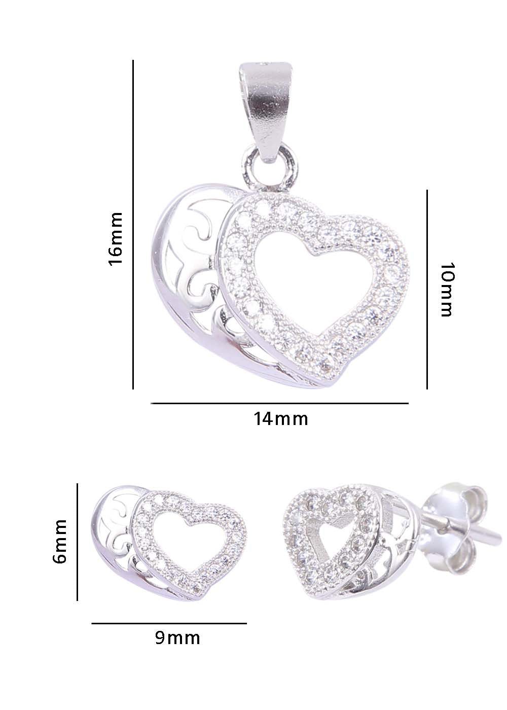 Heart shape 92.5 Sterling Silver CZ Pendant Set with Chain - Pendant Set