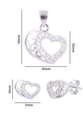 Heart shape 92.5 Sterling Silver CZ Pendant Set with Chain - Pendant Set