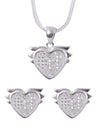 Heart shape 92.5 Sterling Silver CZ Pendant Set with Chain