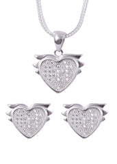 Heart shape 92.5 Sterling Silver CZ Pendant Set with Chain - Pendant Set