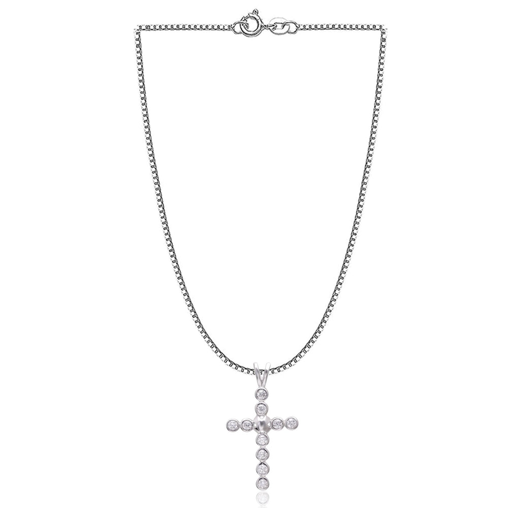 Holy Cross Pure 92.5 Sterling Silver Unisex Pendant with Cz Stones - Pendants