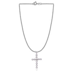 Holy Cross Pure 92.5 Sterling Silver Unisex Pendant with Cz Stones - Pendants