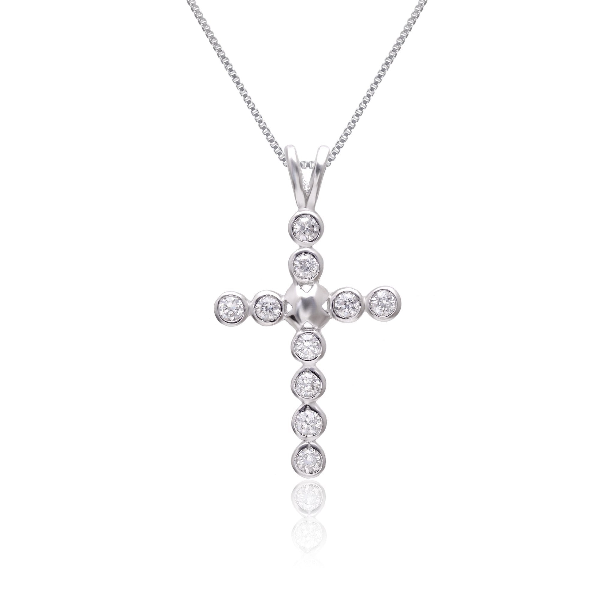 Holy Cross Pure 92.5 Sterling Silver Unisex Pendant with Cz Stones - Pendants