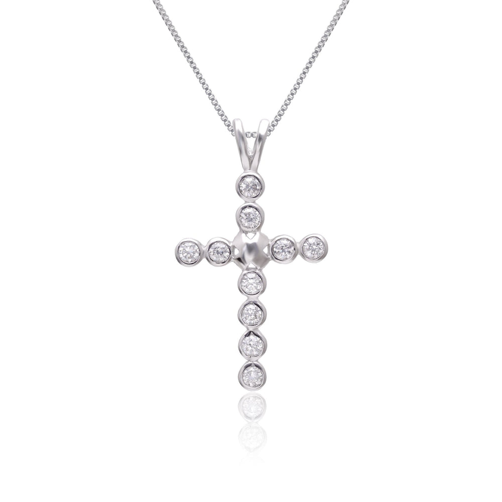 Holy Cross Pure 92.5 Sterling Silver Unisex Pendant with Cz Stones - Pendants