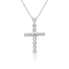 Holy Cross Pure 92.5 Sterling Silver Unisex Pendant with Cz Stones - Pendants