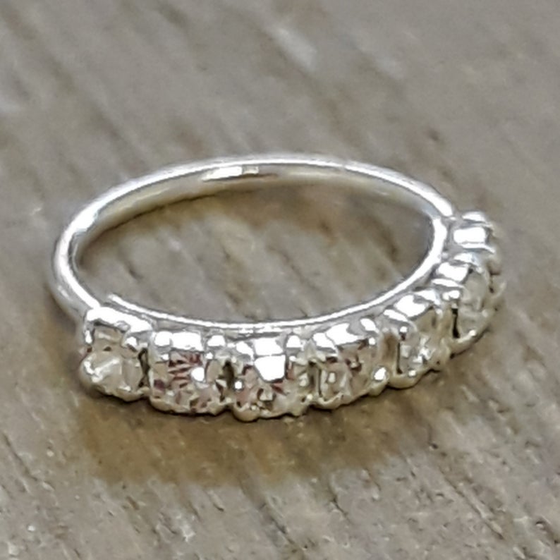 Designer White Cubic Zirconia CZ nose Ring in 92.5 Silver