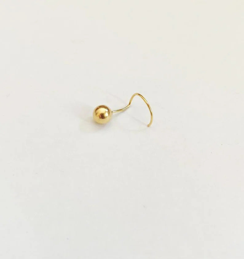 4 MM Gold Plated Nose Pin with wire base of 92.5 Silver