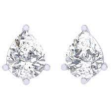 925 Sterling Silver Pair of Pear Shape White CZ Stone Piercing Stud Earrings