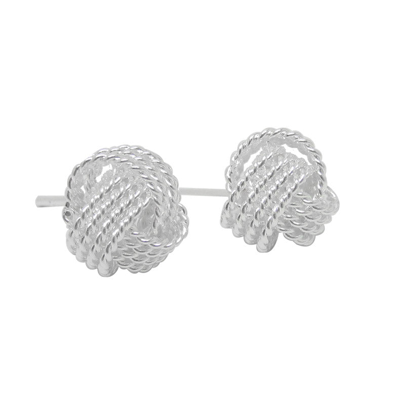 92.5 Sterling Silver Twisted Knot Stud Earrings