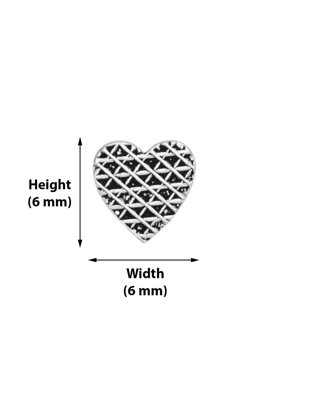 Love Heart Studs in 92.5 Sterling Oxidized Silver - Studs