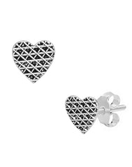Love Heart Studs in 92.5 Sterling Oxidized Silver - Studs