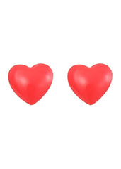 Lovely Red Heart Sterling Silver Elegant Enamel Studs Earrings - Studs