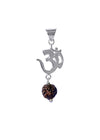 Om with hanging Rudraksh 925 Silver Pendant