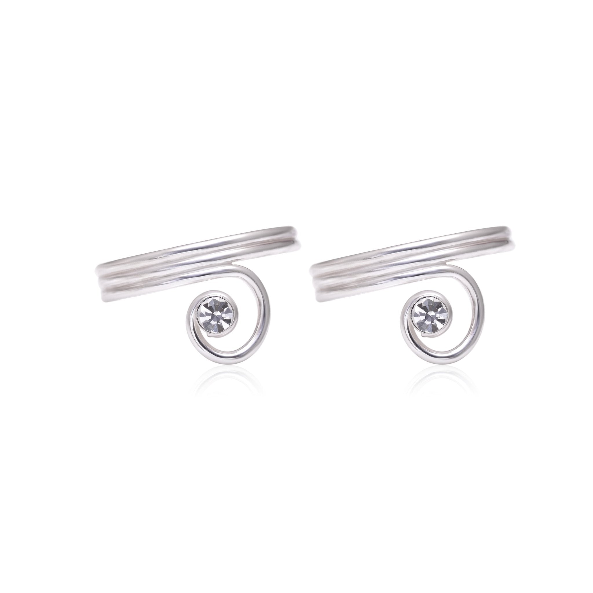 Pair of Adjustable Toe rings in White Cubic Zirconia and 925 Silver - Toe Rings