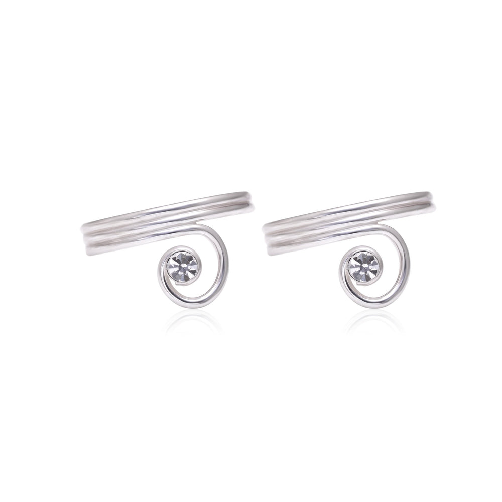 Pair of Adjustable Toe rings in White Cubic Zirconia and 925 Silver - Toe Rings