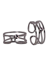 Pair of Adjustable White Cz Toe Rings in 92.5 Silver - Toe Rings