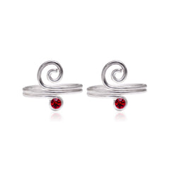 Pair of chic 925 Silver Toe rings in Red Cubic Zirconia - Toe Rings