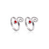 Pair of chic 925 Silver Toe rings in Red Cubic Zirconia