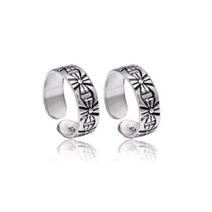 Pair of Chic Oxidized Toe Rings in 925 Sterling Silver - Toe Rings