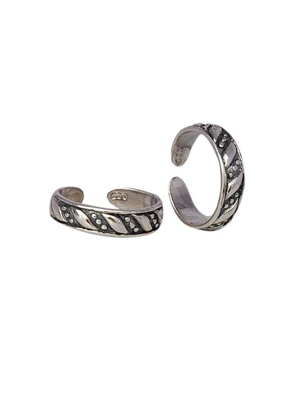 Pair of Classy Oxidized pure 925 Sterling Silver Adjustable Toe Rings - Toe Rings