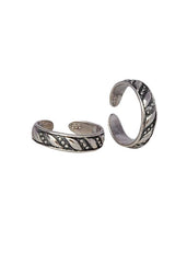 Pair of Classy Oxidized pure 925 Sterling Silver Adjustable Toe Rings - Toe Rings