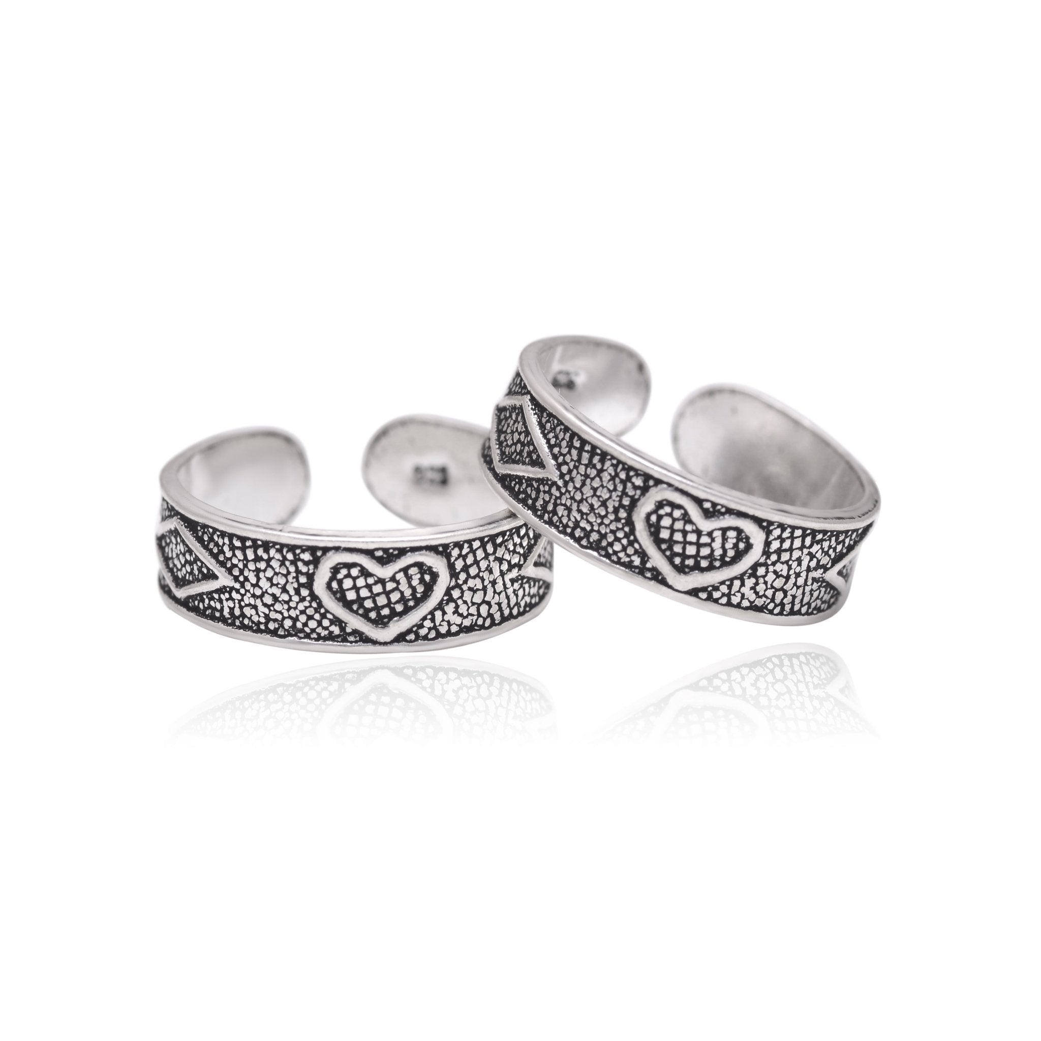 Pair of good looking Oxidized 925 Silver Toe Rings - Toe Rings