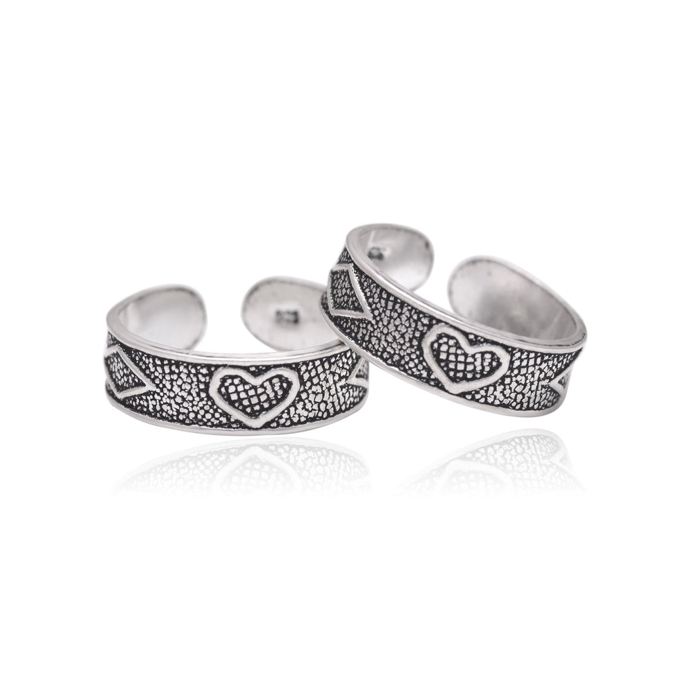 Pair of good looking Oxidized 925 Silver Toe Rings - Toe Rings