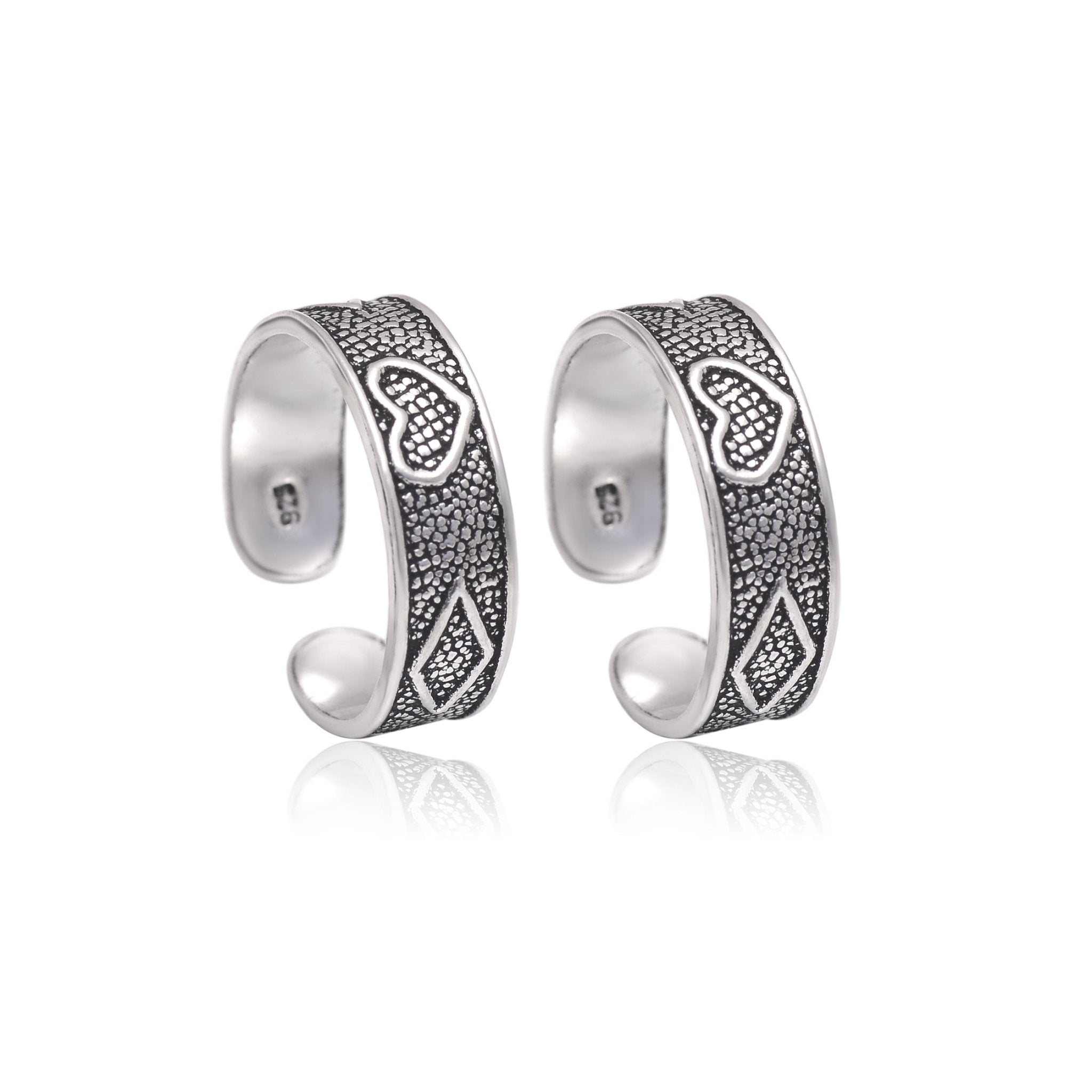 Pair of good looking Oxidized 925 Silver Toe Rings - Toe Rings