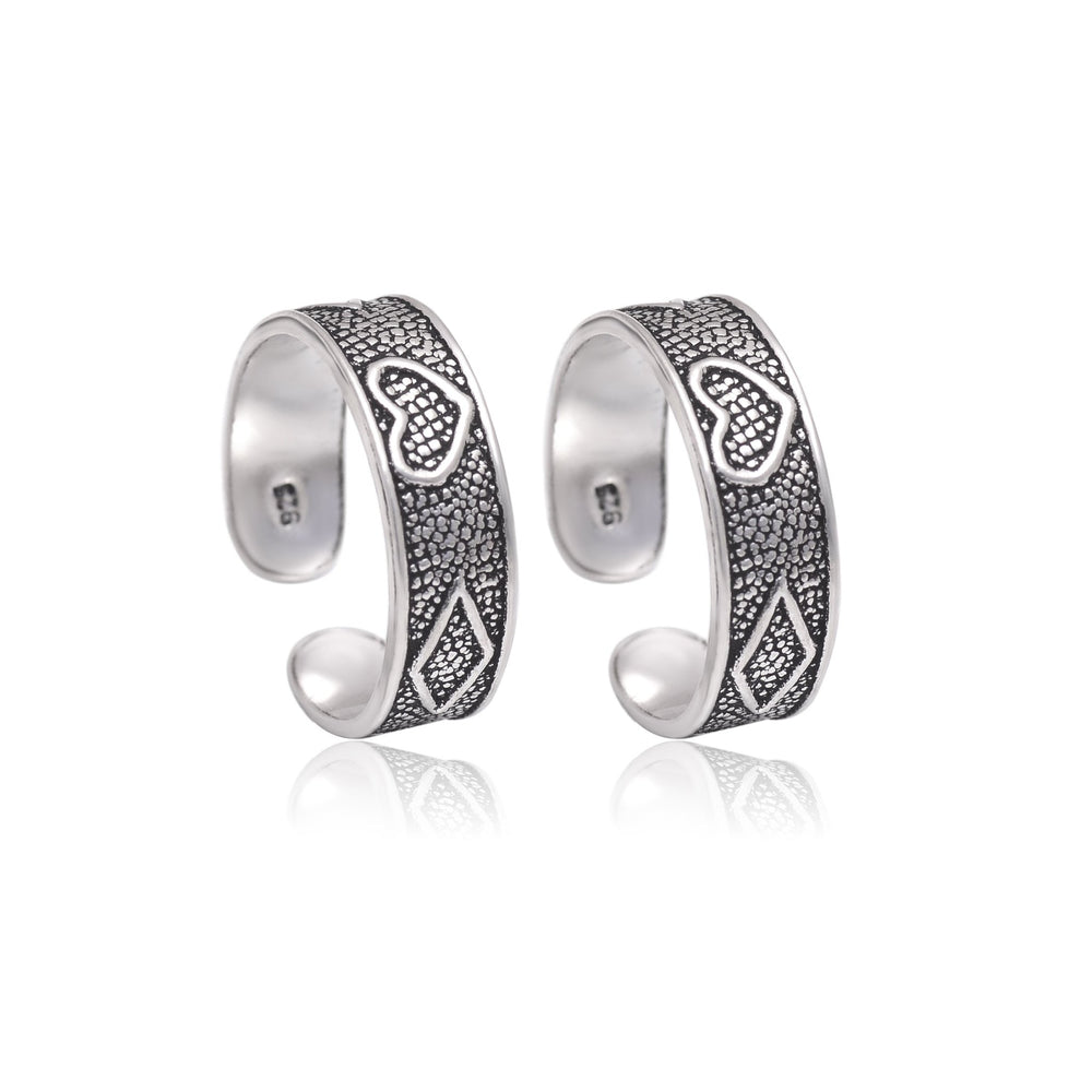 Pair of good looking Oxidized 925 Silver Toe Rings - Toe Rings