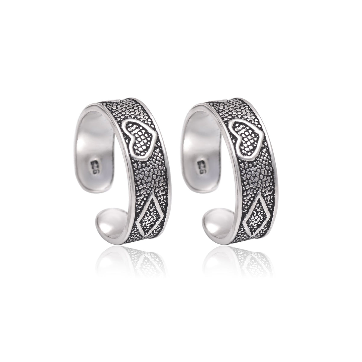 Pair of good looking Oxidized 925 Silver Toe Rings - Toe Rings