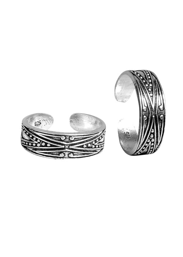 Pair of Good Looking Oxidized Silver Toe Rings - Toe Rings