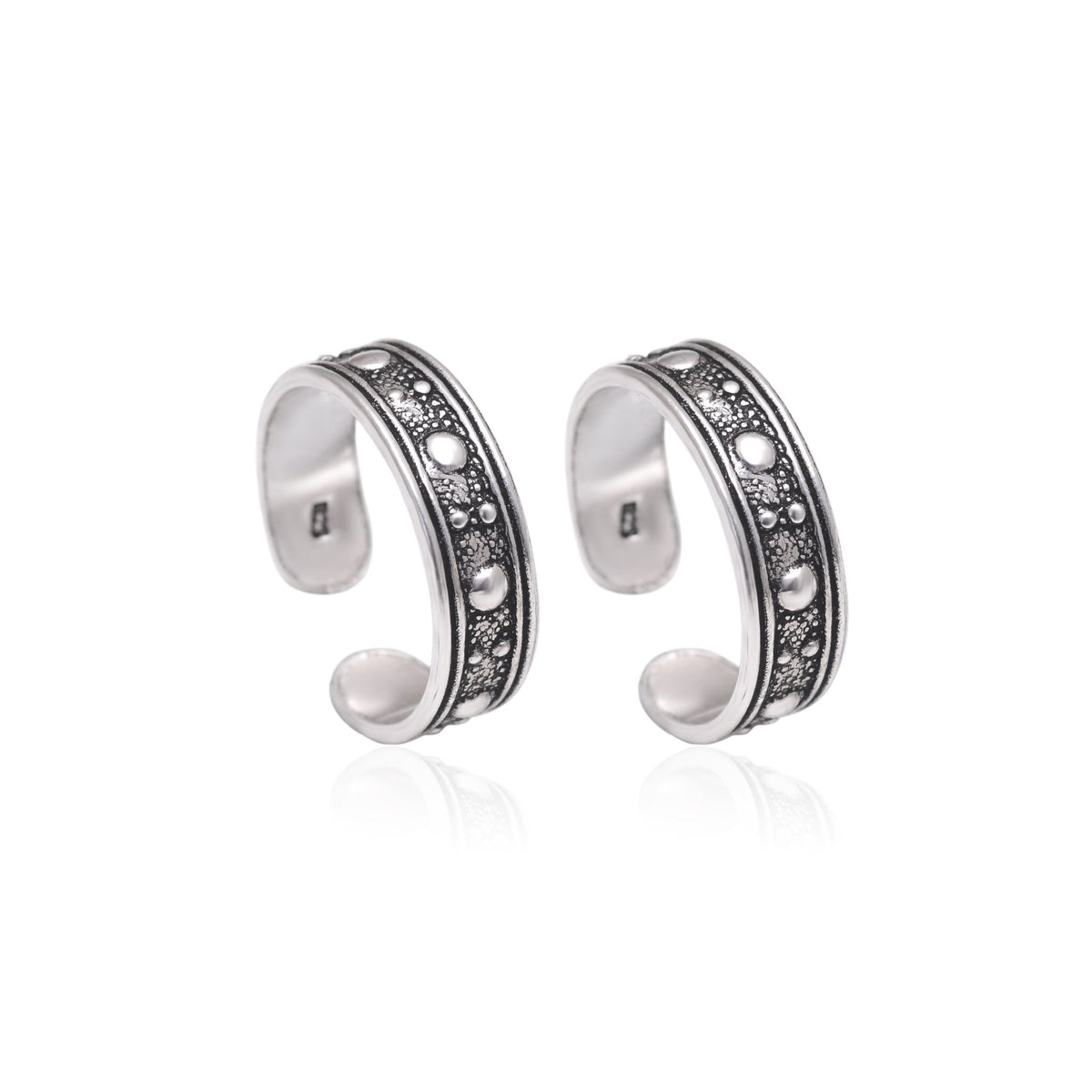 Pair of Gorgeous Oxidized 925 Silver Toe Rings - Toe Rings