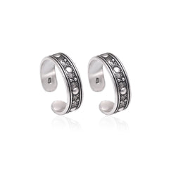 Pair of Gorgeous Oxidized 925 Silver Toe Rings - Toe Rings