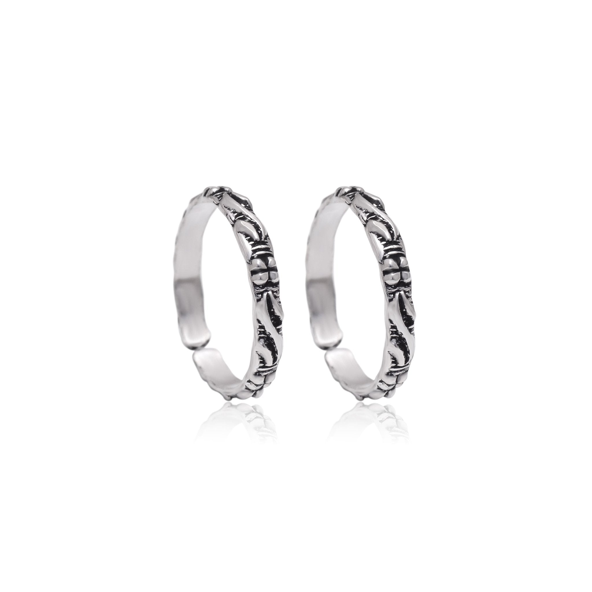 Pair of Silver Oxidized light weighted 925 Silver Toe Rings - Toe Rings