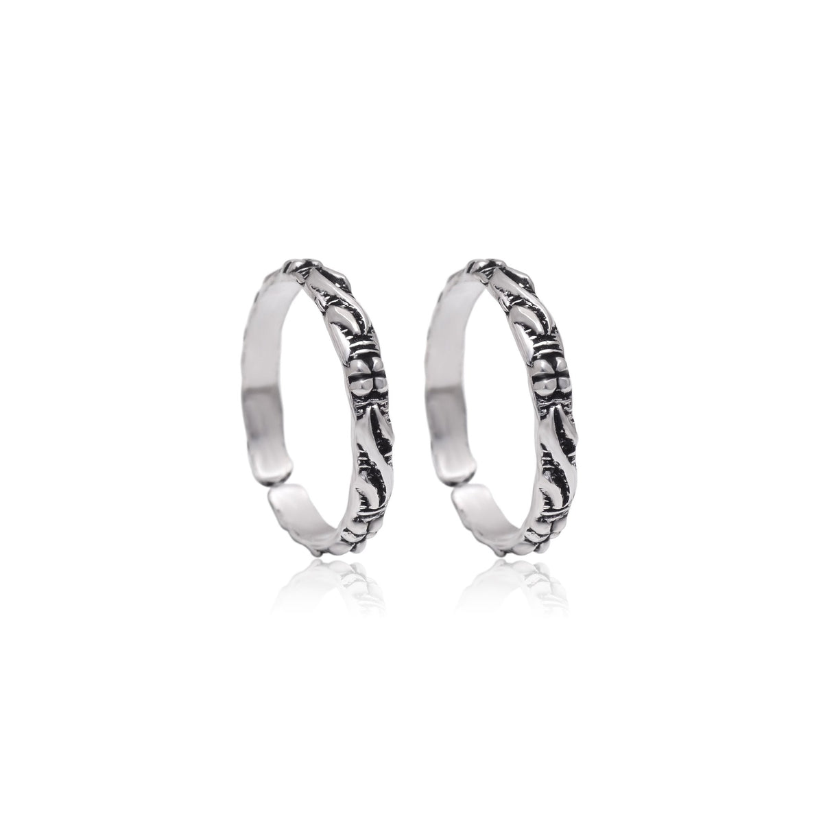 Pair of Silver Oxidized light weighted 925 Silver Toe Rings - Toe Rings