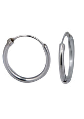 Pure 92.5 Sterling Silver Unisexual Hoop Earrings 14 mm - Hoops